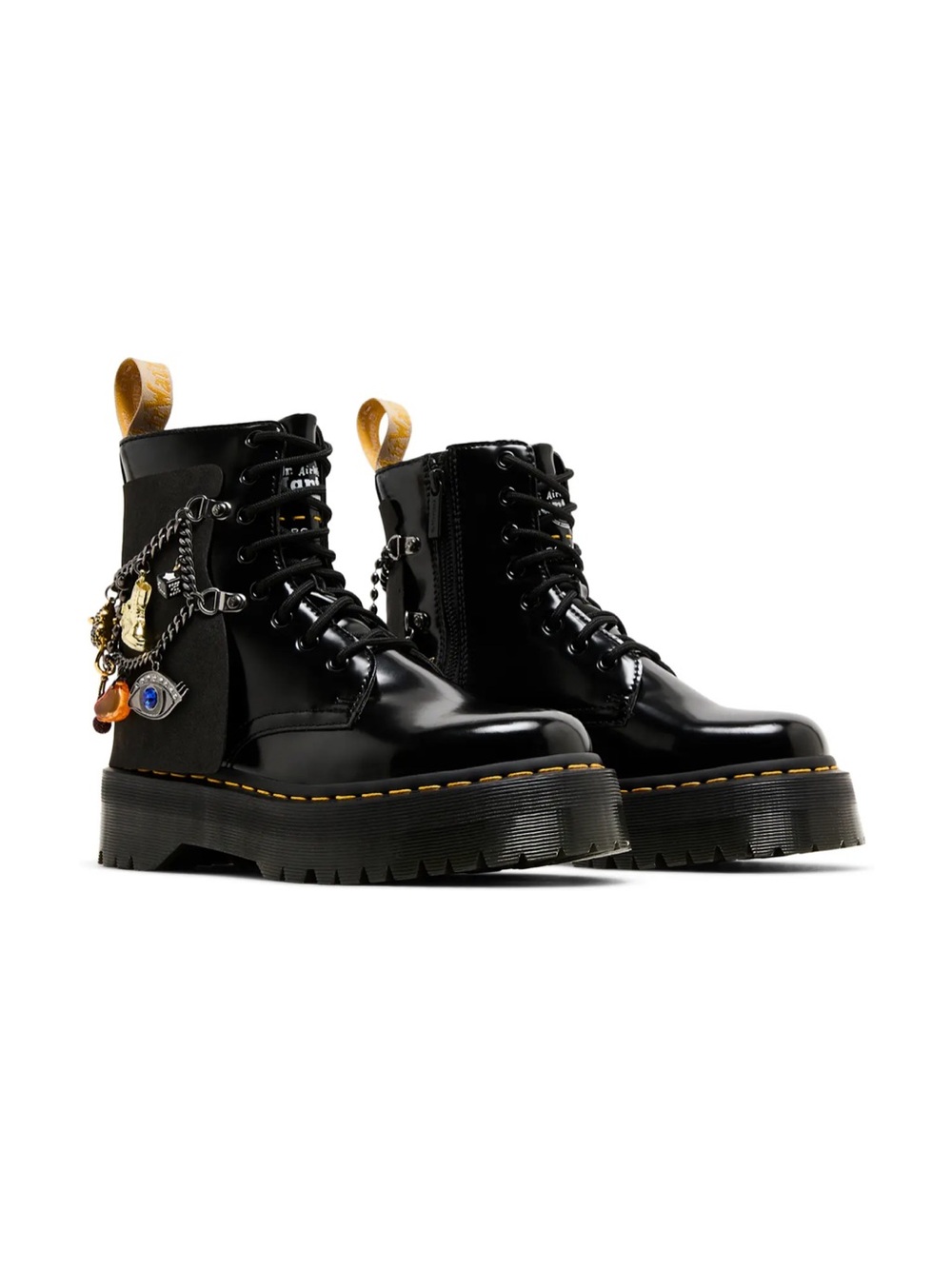 Marc Jacobs X Dr. Martens Black Leather Lace-Up Charm Combat Boots - Picture 7 of 16